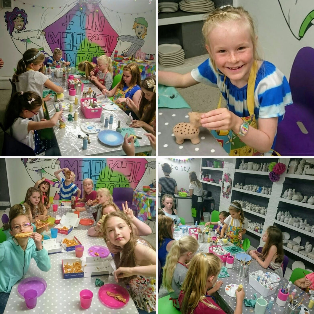 Arty Parties in full swing in our bri.ght and colourful party room