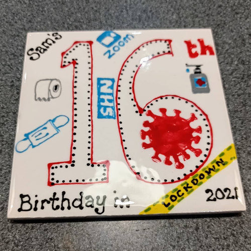 A lockdown birthday coaster to celebrate a birthday with a difference.