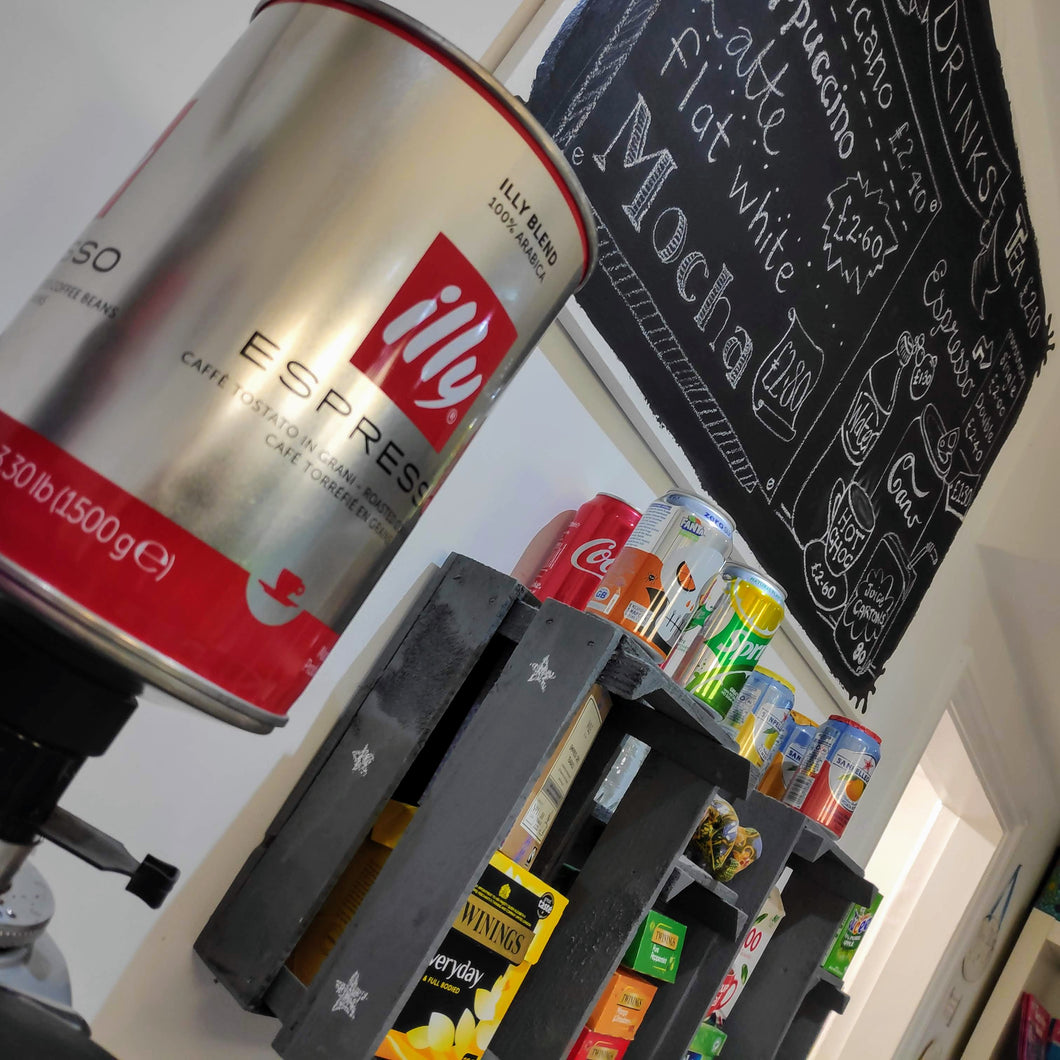 Some of the refreshments we offer, including Illy Coffee, teas, hot chocolate, soft drinks and juice.