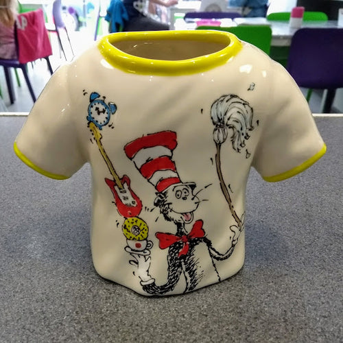 A Cat in the Hat commission to create a fun pen pot for a special birthday gift.