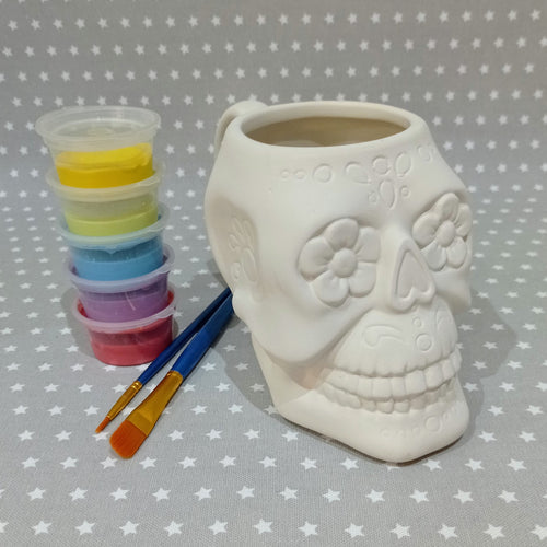 Ready to paint pottery - Sugar Skull Mug 