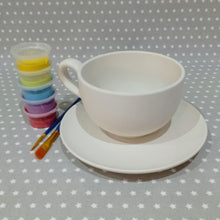 Load image into Gallery viewer, Ready to paint pottery - Cappuccino Cup and Saucer