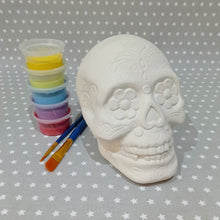 Load image into Gallery viewer, Ready to paint pottery - Sugar Skull Money Box