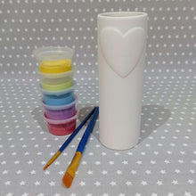 Load image into Gallery viewer, Ready to paint pottery - Heart Bud Vase