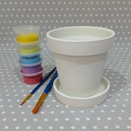 Ready to paint pottery - Small Plant Pot & Saucer