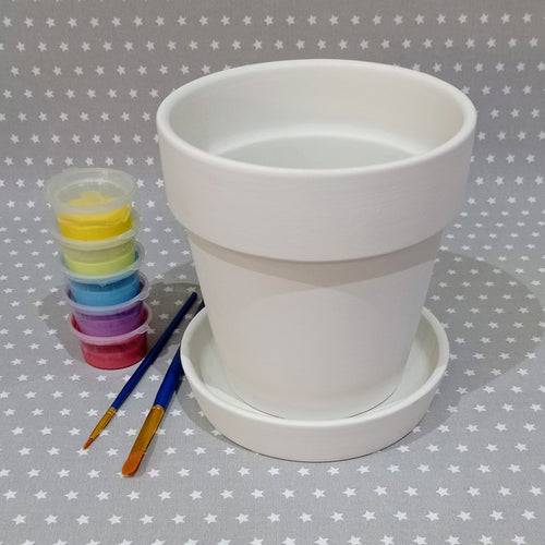 Ready to paint pottery - Large Plant Pot & Saucer