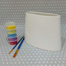 Load image into Gallery viewer, Ready to paint pottery - Oval Slanted Vase