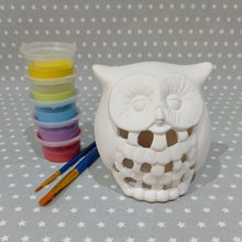 Load image into Gallery viewer, Ready to paint pottery - Owl Lantern
