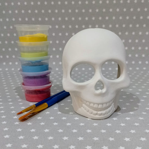 Ready to paint pottery - Skull Tealight