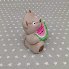 Load image into Gallery viewer, Teddy holding Watermelon with acrylic paints