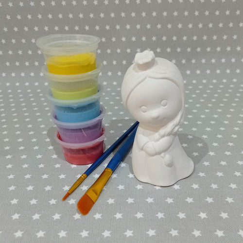 Ready to paint pottery - small ice princess figure