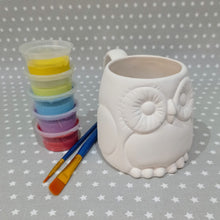 Load image into Gallery viewer, Ready to paint pottery - Owl Mug
