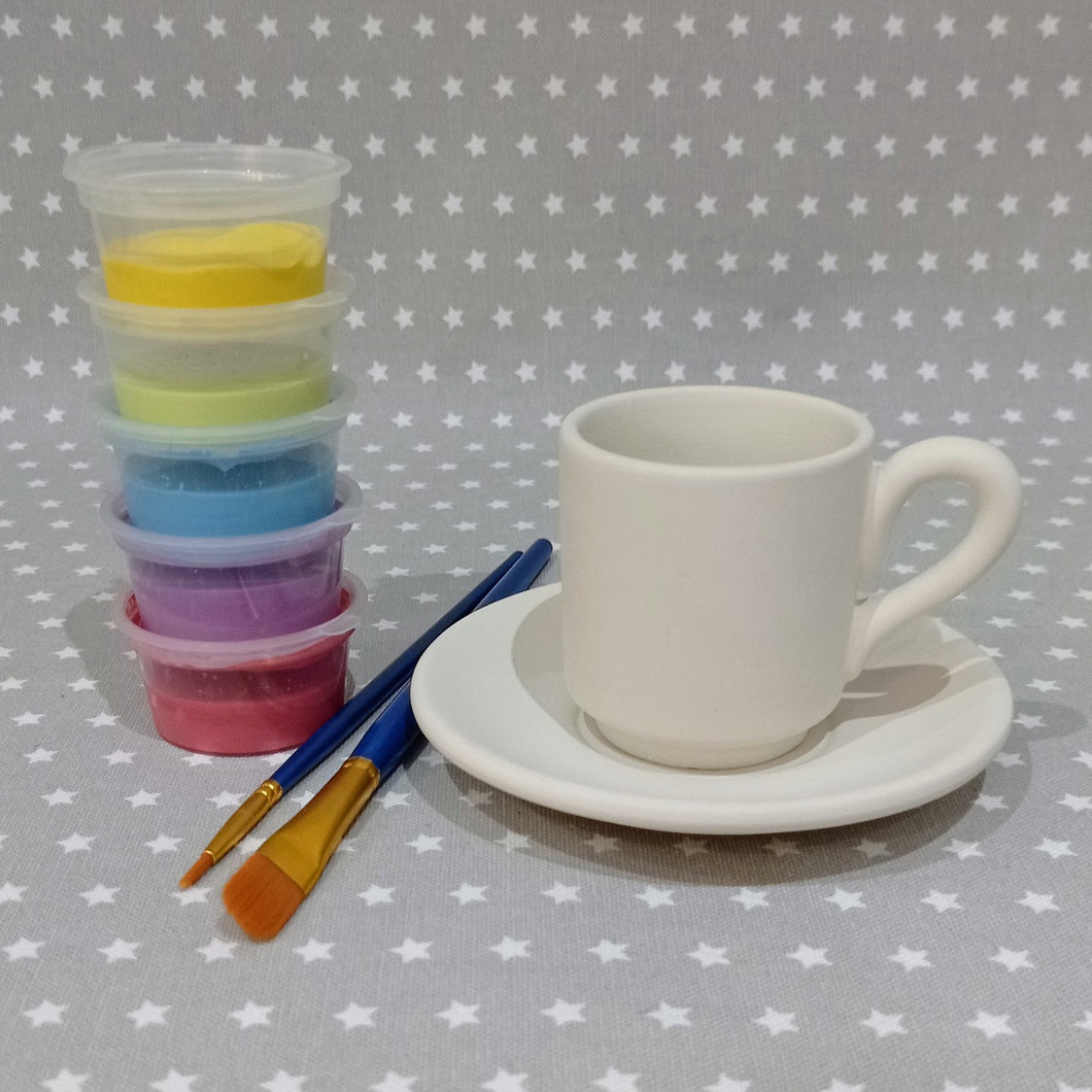 Ready to paint pottery - Espresso Cup and Saucer