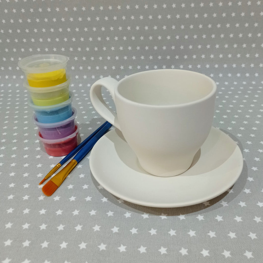 Ready to paint pottery - Tea Cup and Saucer
