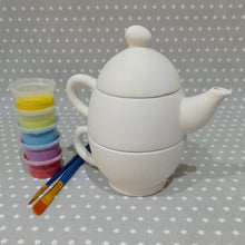 Load image into Gallery viewer, Ready to paint pottery - Tea for One Set
