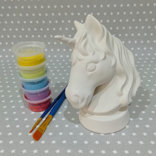 Ready to paint pottery - Unicorn Head Money Box
