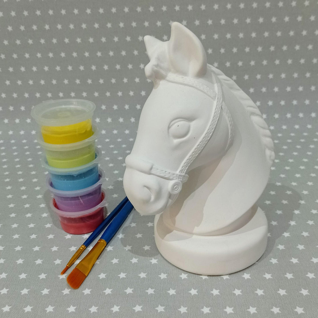 Ready to paint pottery - Horses Head Money Box