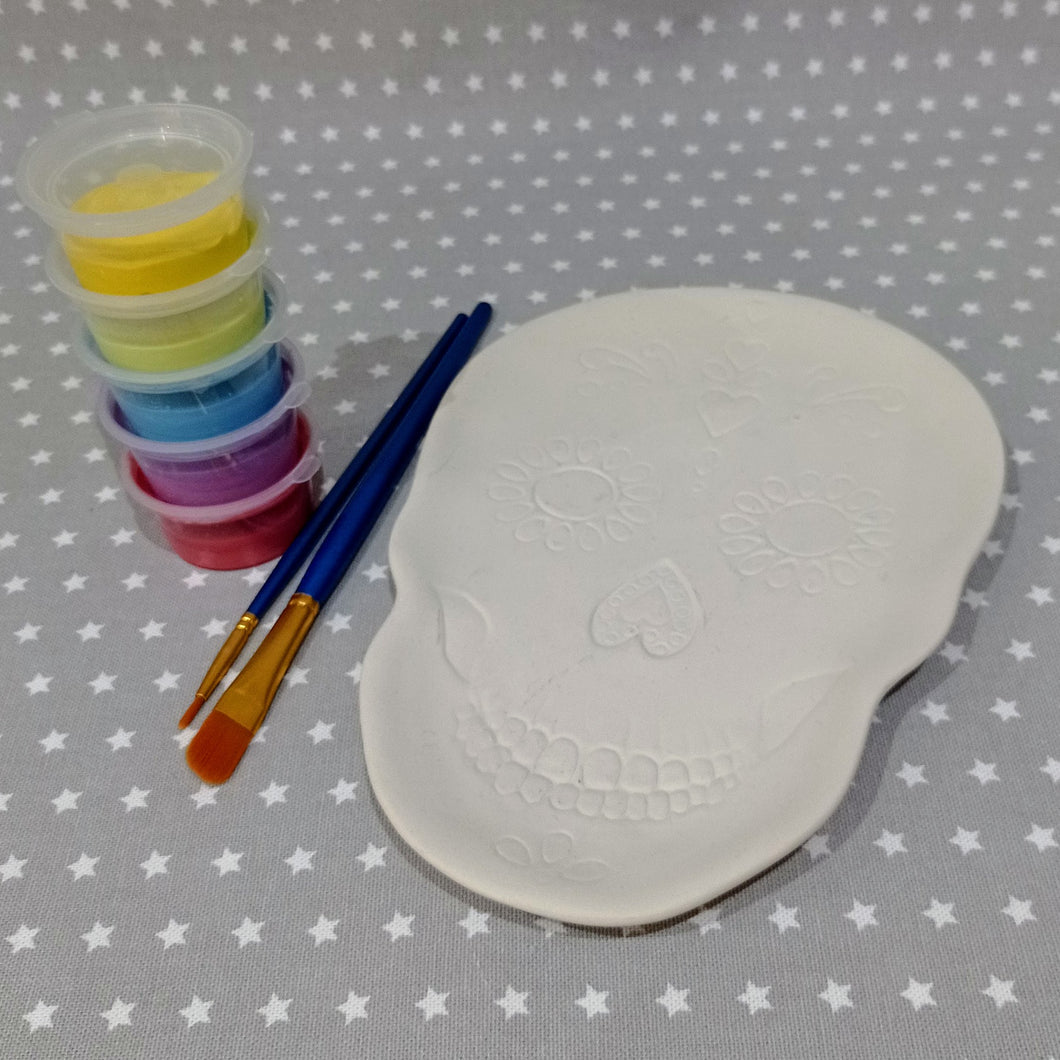 Ready to paint pottery - Sugar Skull Plate