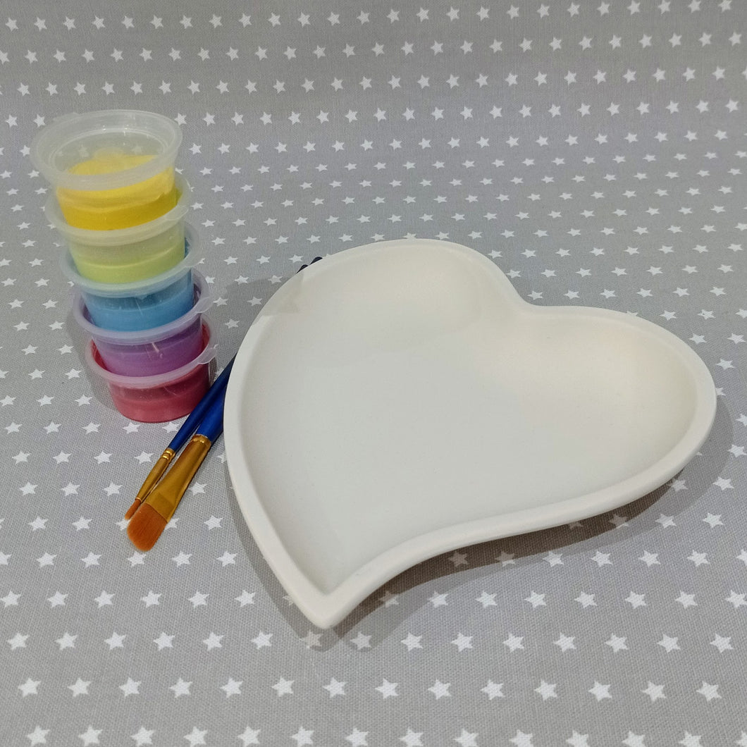Ready to paint pottery - Curved Heart Plate