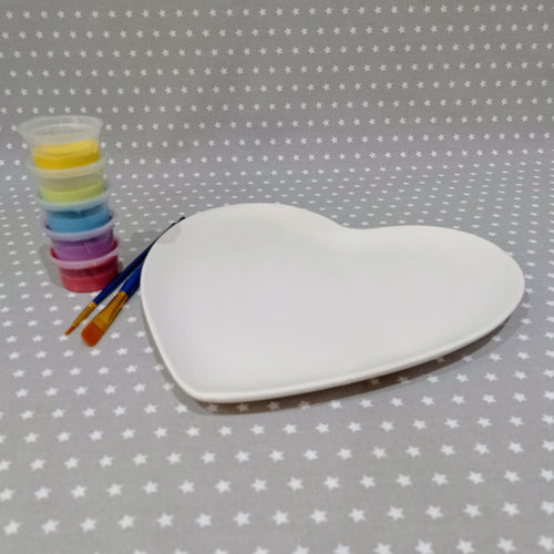 Ready to paint pottery - Flat Heart Shaped Plate