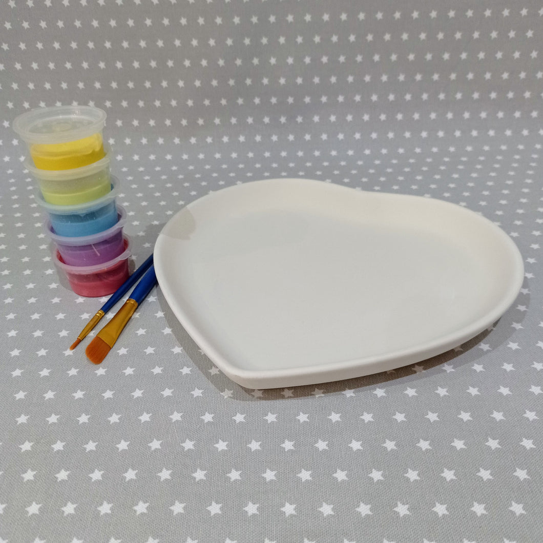 Ready to paint pottery - Deep Heart Shaped Plate	 £22.00 