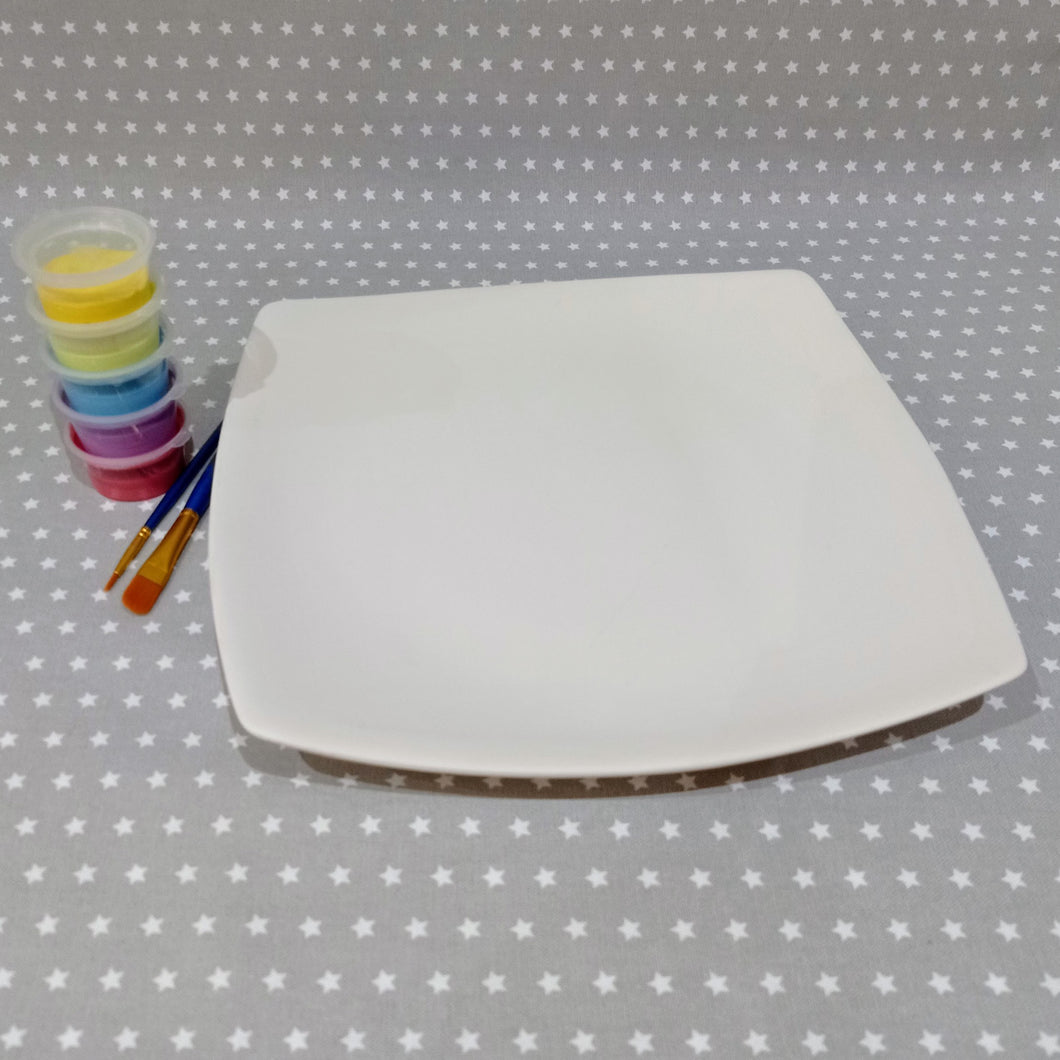 Ready to paint pottery - Curved Square Plate