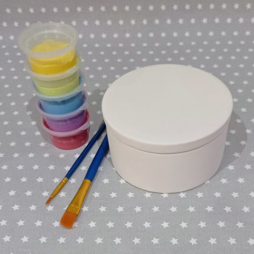 Ready to paint pottery - Round Trinket Box