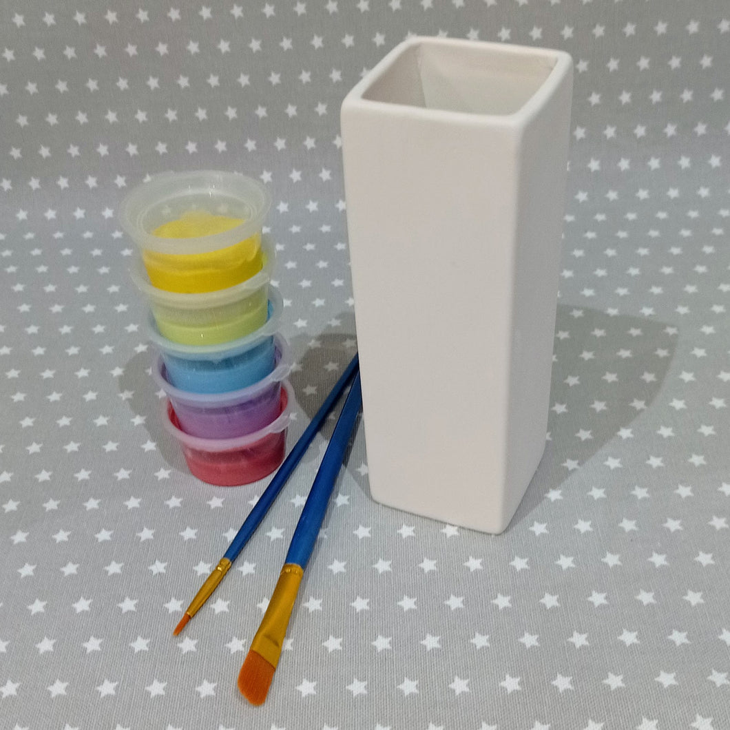 Ready to paint pottery - Square Bud Vase