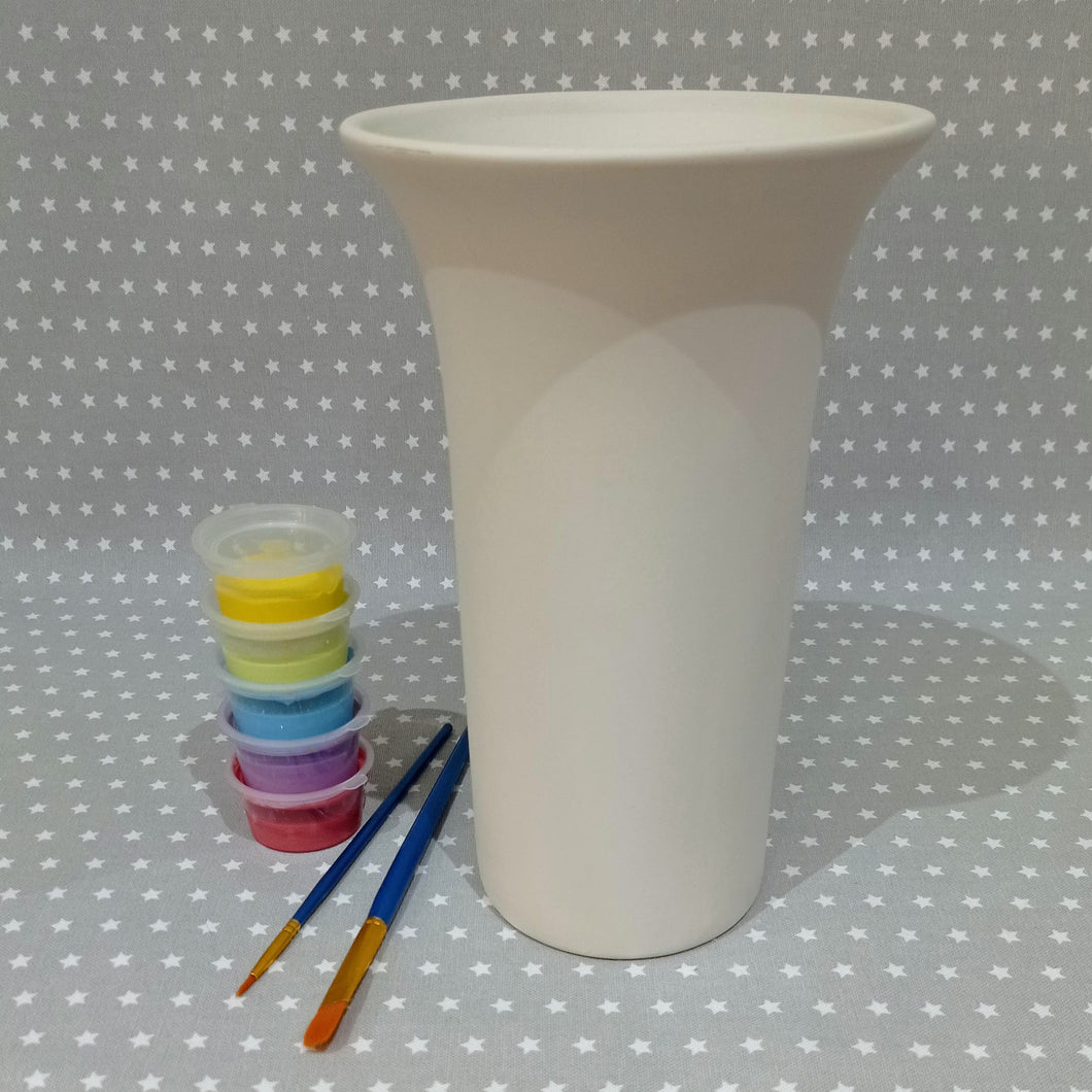 Ready to paint pottery - Tall Trumpet vase