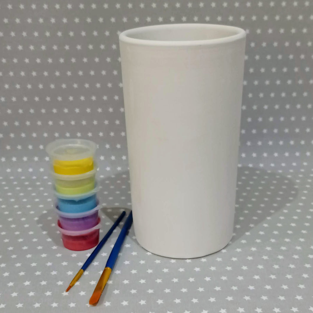 Ready to paint pottery - Tall Cylinder vase/Wine Cooler