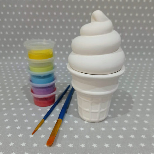 Ready to paint pottery - Ice-Cream Cone Trinket Box