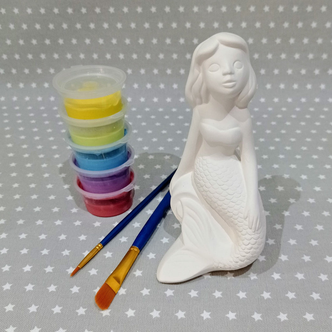 Ready to paint pottery - Mermaid on Rock a Figure