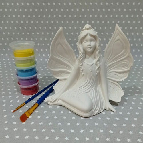 Ready to paint pottery - Large Side Sitting Fairy Figure