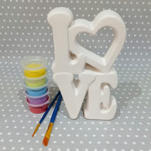 Load image into Gallery viewer, Ready to paint pottery - Tall LOVE Plaque
