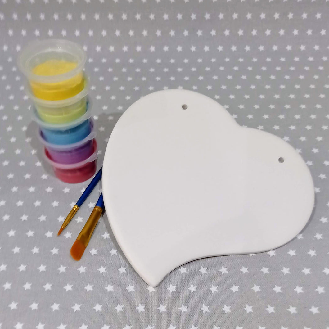 Ready to paint pottery - Curved Heart Plaque