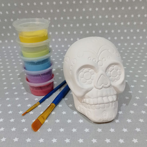 Ready to paint pottery - Sugar Skull Figure