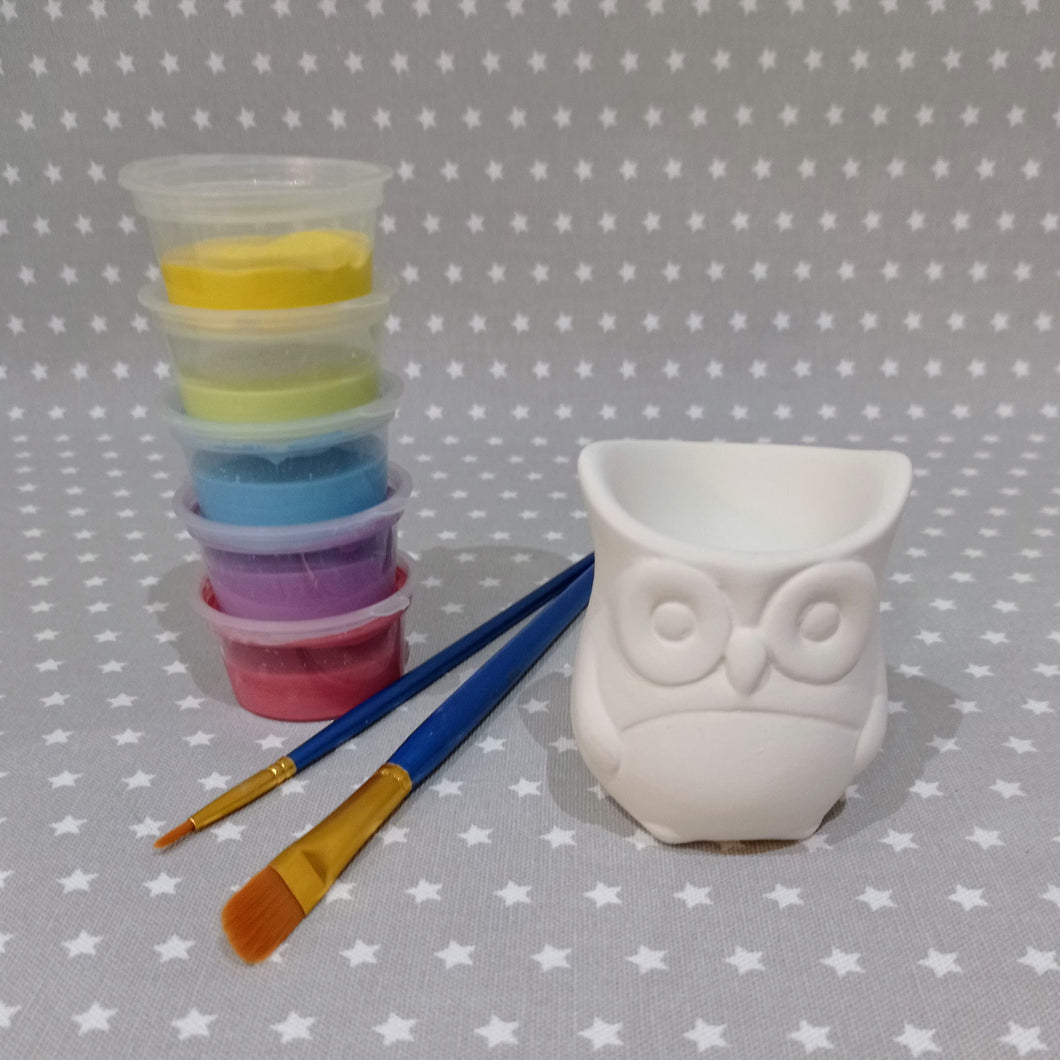 Ready to paint pottery - Owl Egg Cup 