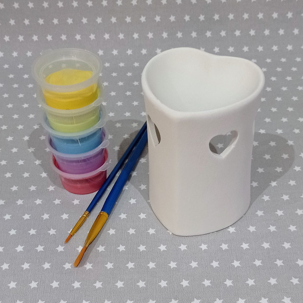 Ready to paint pottery - Heart Oil Burner