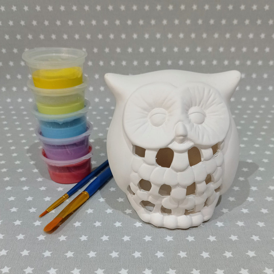 Ready to paint pottery - Owl Lantern
