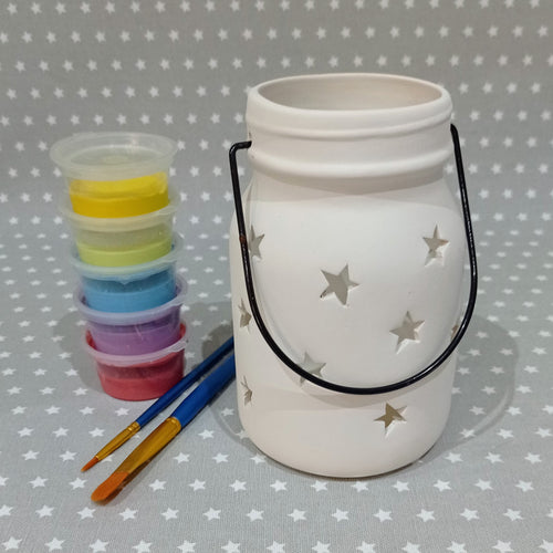 Ready to paint pottery - Star Jar Lantern