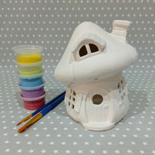 Load image into Gallery viewer, Ready to paint pottery - Toadstool House Lantern
