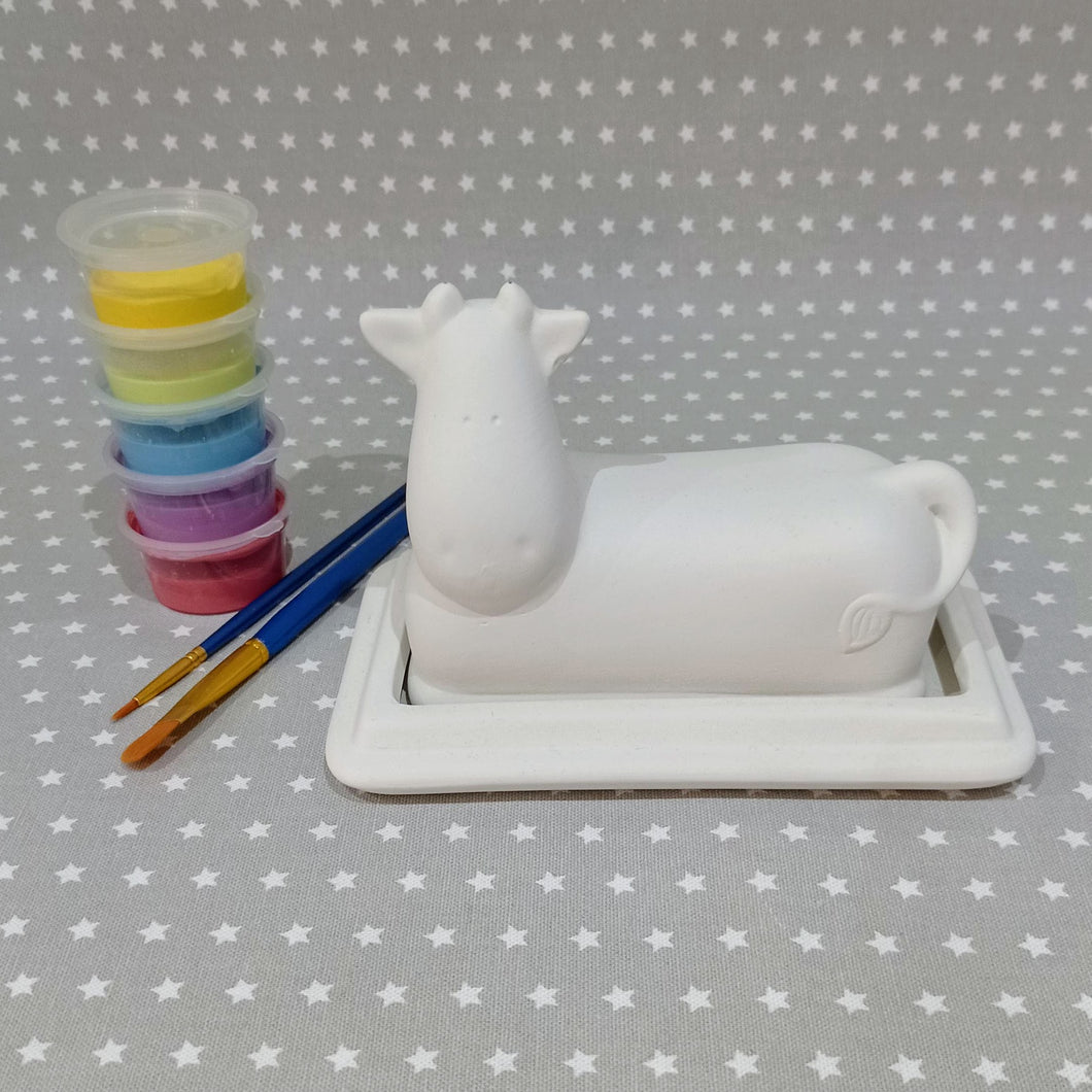 Ready to paint pottery - Cow Butter Dish