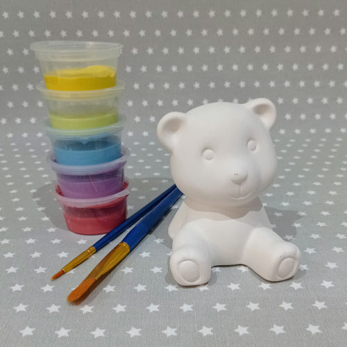 Ready to paint pottery - small sitting bear figure